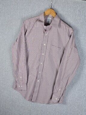 Brooks Brothwrs 1818 Regent Maroon/White Button Front Shirt Sz 15.5-4/5